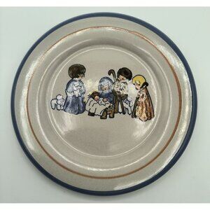Vintage Louisville Stoneware Nativity Scene Plate With Hand-Painted Design